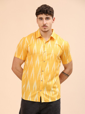 Moda Rapido Men Self Design Casual Gold Shirt
