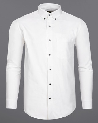 HOC Men Solid Casual White Shirt