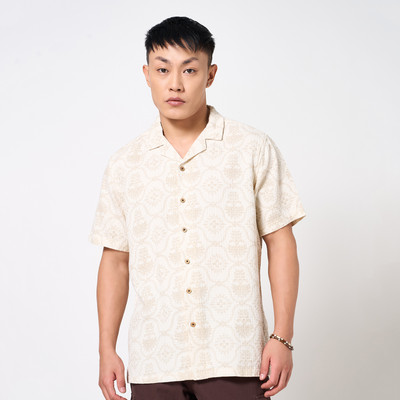 7 Alt by Pantaloons Men Printed Casual Beige Shirt