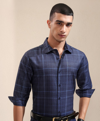 HIGHLANDER Men Checkered Casual Blue Shirt