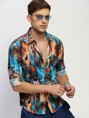 Showoff Men Floral Print Casual Blue Shirt