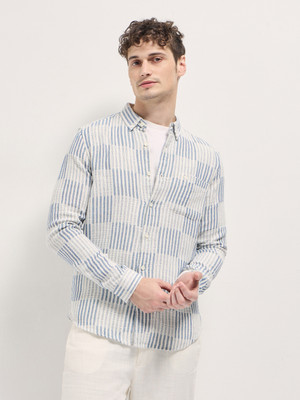 THE BEAR HOUSE Men Checkered Casual Blue Shirt
