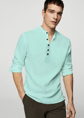 ISUEL FAB Men Solid Casual Light Blue Shirt