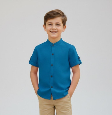 Zarila Boys Solid Casual Dark Blue Shirt