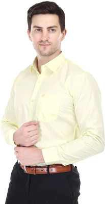 XJARVIS Men Solid Formal Yellow Shirt