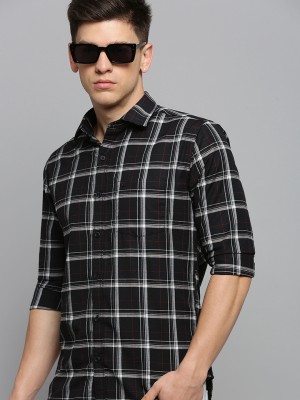 Showoff Men Checkered Casual Black Shirt