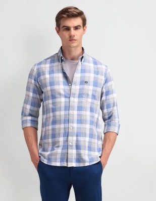 Arrow Sport Men Checkered Casual Blue Shirt