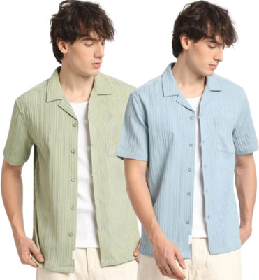 METRONAUT Men Solid Casual Multicolor Shirt(Pack of 2)