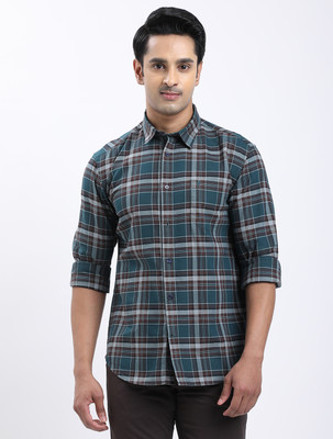INDIAN TERRAIN Men Checkered Casual Green Shirt