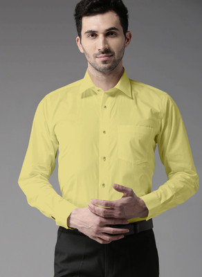 STUDIO NEXX Men Solid Formal Yellow Shirt