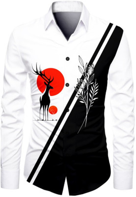 AviraEnterprise Men Printed Casual White Shirt