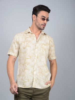 CRIMSOUNE CLUB Men Floral Print Casual Green Shirt