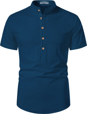 Vida Loca Men Solid Pathani Kurta(Blue)