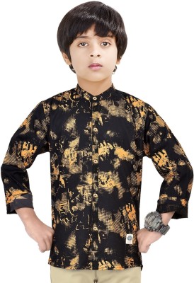 MADE IN THE SHADE Boys Printed Casual Gold, Black Shirt