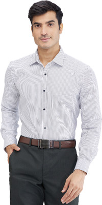 PARK AVENUE Men Striped Formal Black Shirt