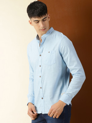 THOMAS SCOTT Men Solid Casual Light Blue Shirt