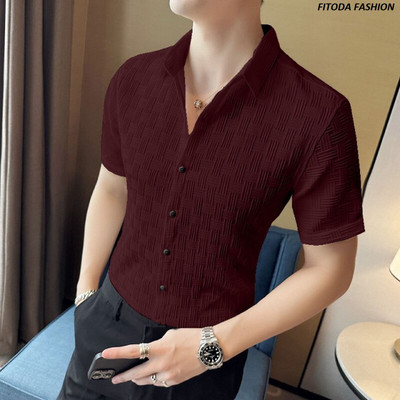 fitoda fashion Men Solid Casual Maroon Shirt