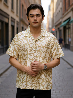 Club York Men Printed Casual Beige Shirt