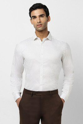 VAN HEUSEN Men Self Design Formal Grey, White Shirt