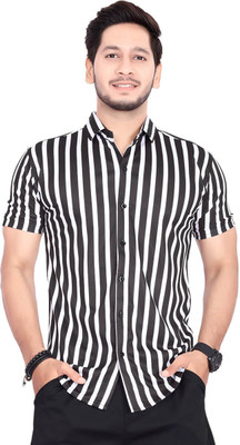 METRONAUT Men Printed Casual Black, White Shirt