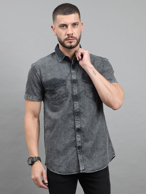 18plus Men Solid Casual Black Shirt