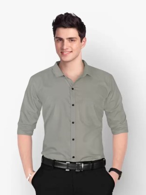 GIE Men Solid Casual Grey Shirt