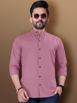 Selinta Men Solid Casual Pink Shirt