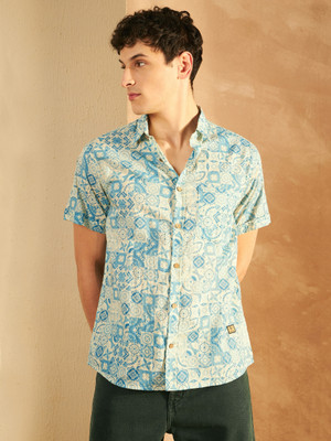 DENNISON Men Ethnic Motifs Casual Cream Shirt