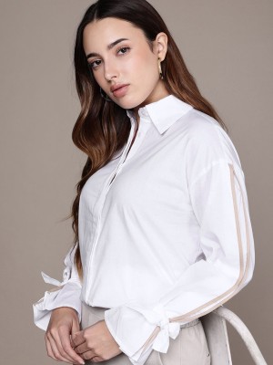 French Connection Women Solid Casual White Shirt