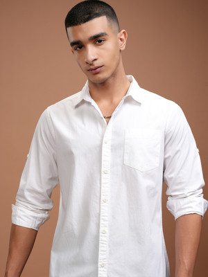 HIGHLANDER Men Solid Casual White Shirt