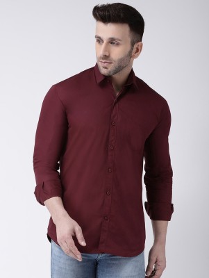 Mahi creations Men Solid Casual Maroon Shirt