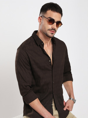 VASTRADO Men Self Design Casual Brown Shirt