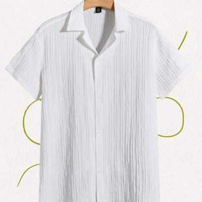 Dharamraj Fashion Men Self Design Casual White Shirt