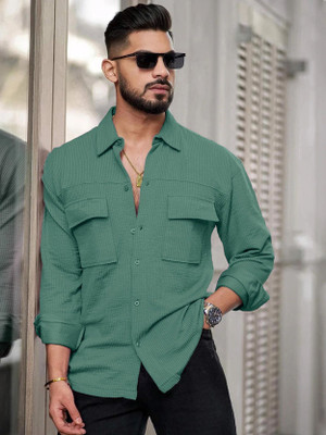 EyeBogler Men Checkered Casual Green Shirt