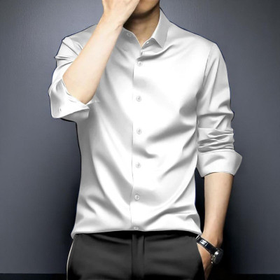 The style grove Men Solid Casual White Shirt