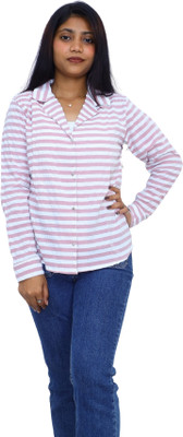 RETRORISE Women Solid Casual Pink, White Shirt
