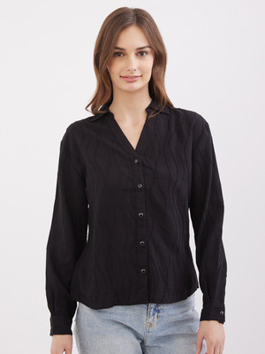 Spykar Women Solid Casual Black Shirt