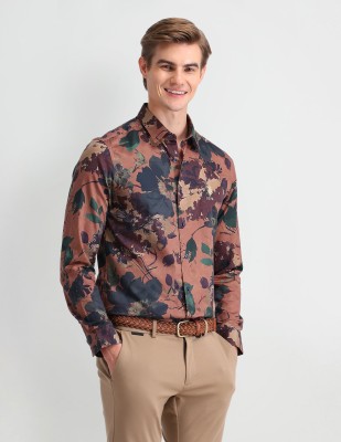 U.S. Polo Assn. Denim Co. Men Floral Print Casual Orange Shirt