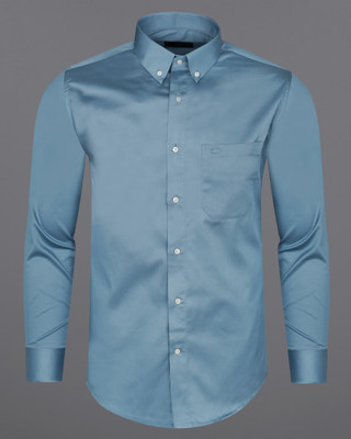 HOC Men Solid Casual Blue Shirt