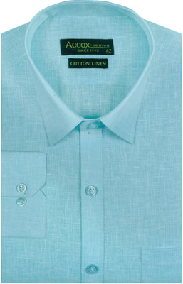 ACCOX Men Self Design Formal Light Blue Shirt