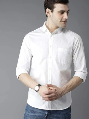 HOC Men Solid Casual White Shirt