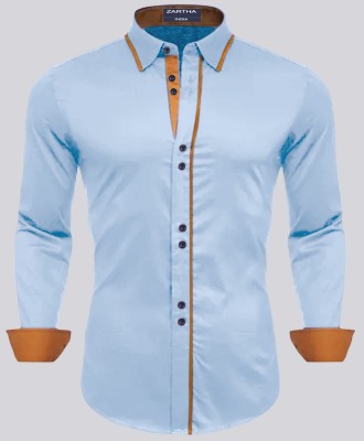 HEMADHAV Men Solid Casual Blue Shirt