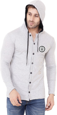 GEUM Men Solid Casual Silver Shirt