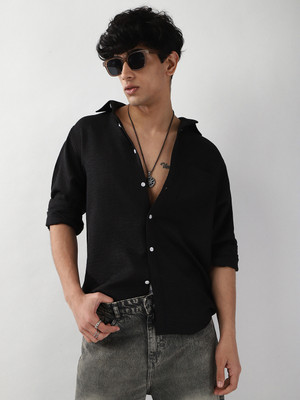 Urbano Fashion Men Solid Casual Black Shirt