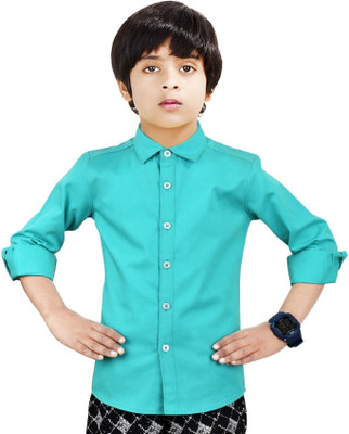 Paper Crane Boys Solid Casual Green Shirt