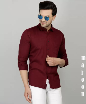 Havp K Square Enterprise Men Solid Casual Maroon Shirt