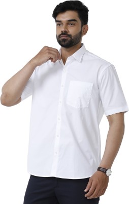 Uathayam Men Solid Casual White Shirt