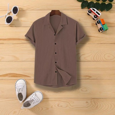 Urvi Creation Boys Striped Casual Brown Shirt