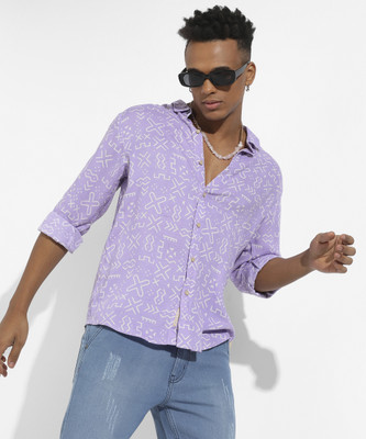 CAMPUS SUTRA Men Printed Casual Purple Shirt