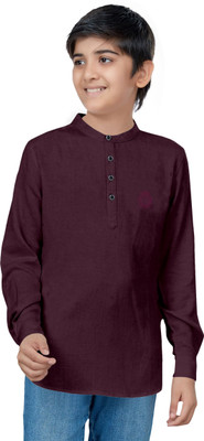 STUD APPARELS Boys Self Design Straight Kurta(Maroon)